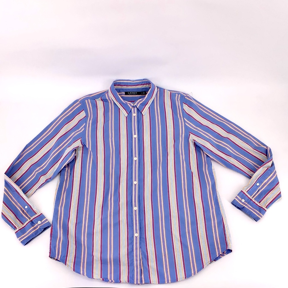 Ralph Lauren Multi-Color Striped Button Front Shirt Size 16
